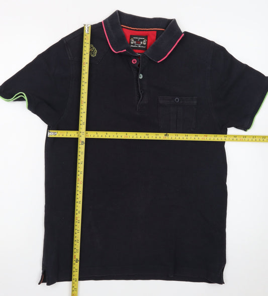 Luke Men's Black Logo Polo Shirt Size Large Short Sleeve Cotton