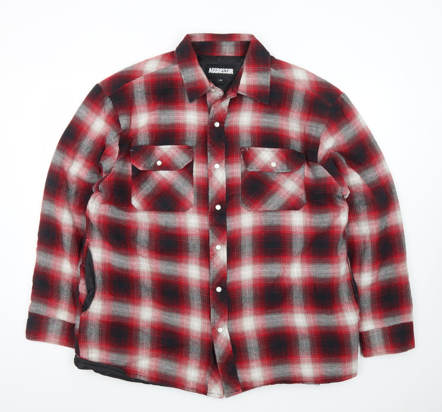 Aggressor Men's Red Checked Quilted Flannel Jacket L