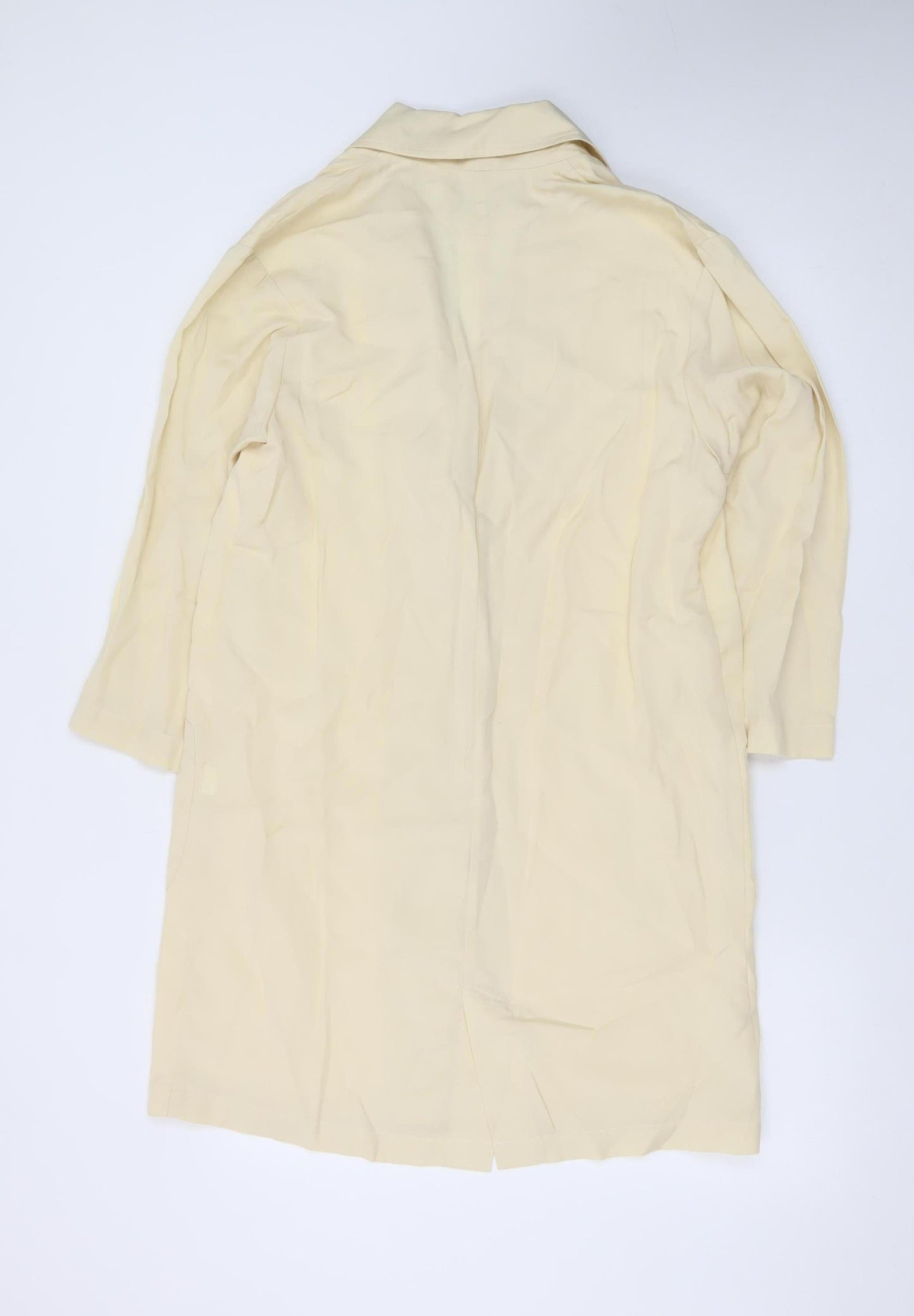 ZARA Women Beige Long Blazer XS Single Breasted Notch Lapel