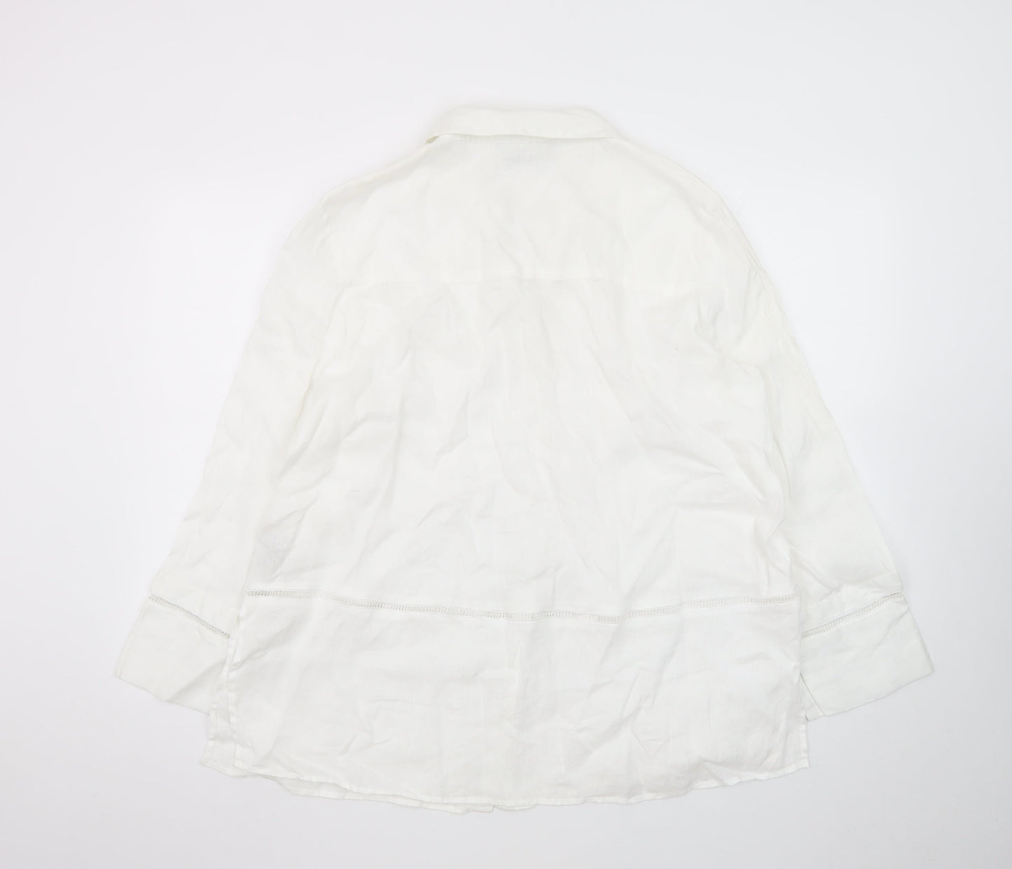 Paul Costelloe Women’s White Linen Long Sleeve Button-Up Shirt Size 16