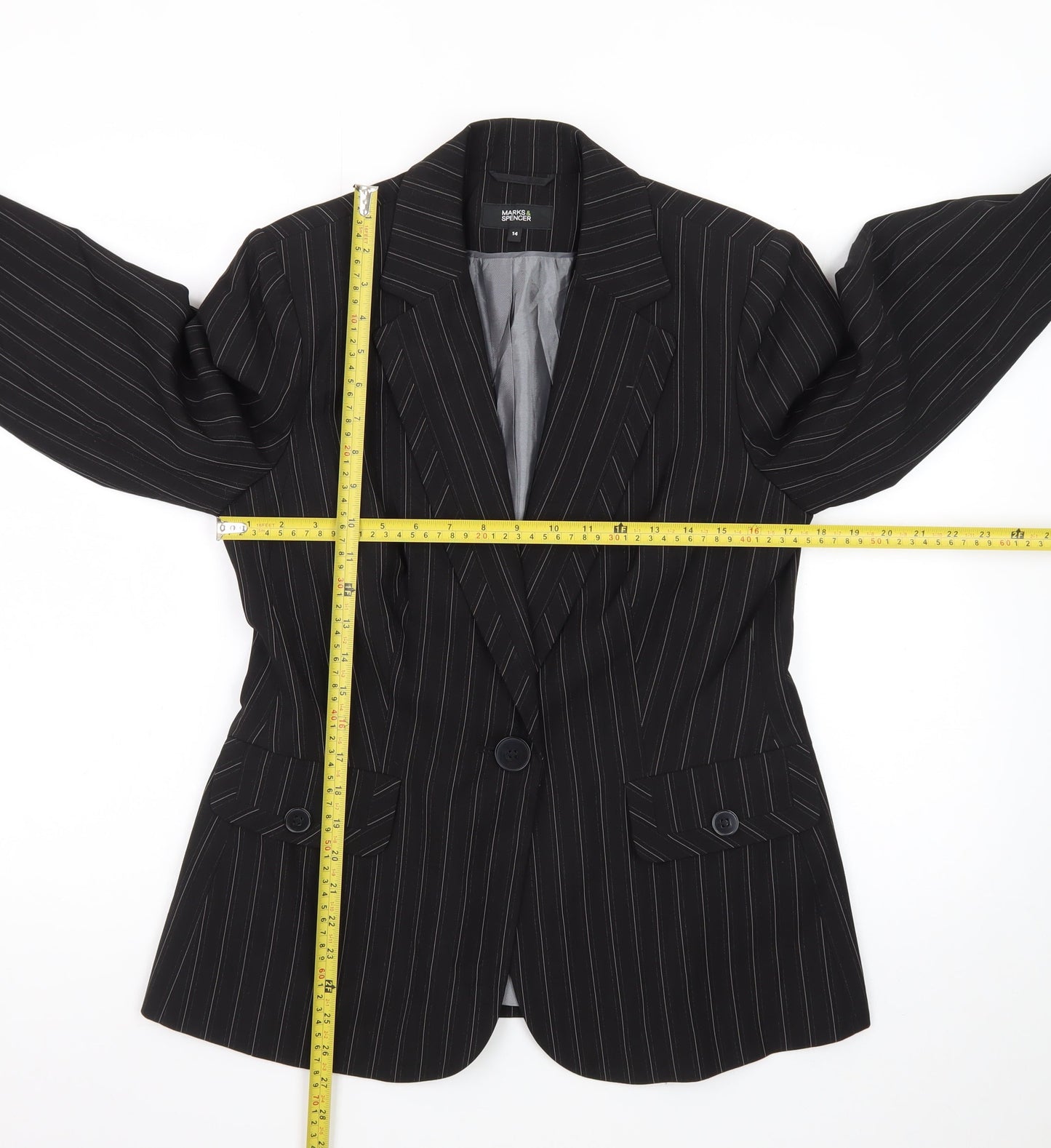 Marks and Spencer Women’s Black Pinstripe Suit Jacket Size 14