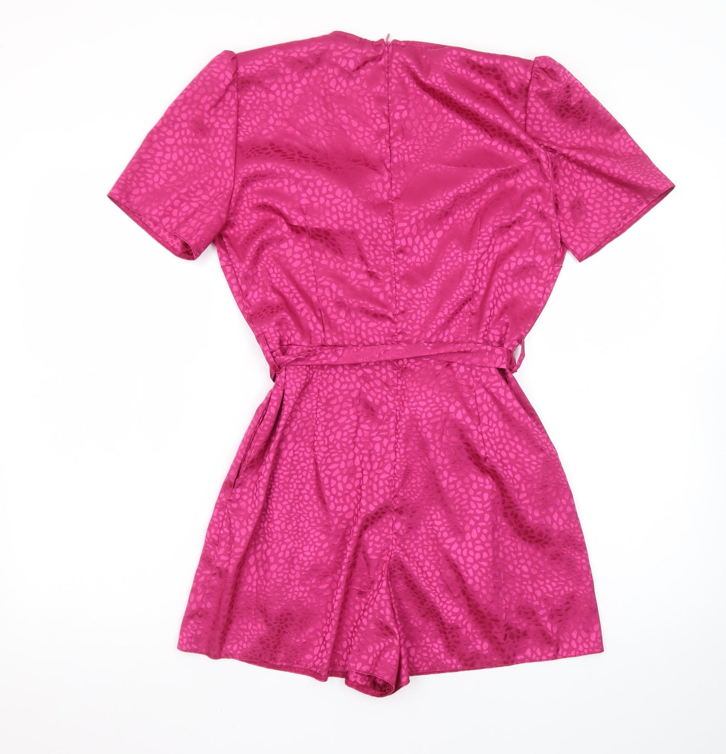 Nobody's Child Women's Pink Wrap Dress Size 8 Satin Short Sleeve