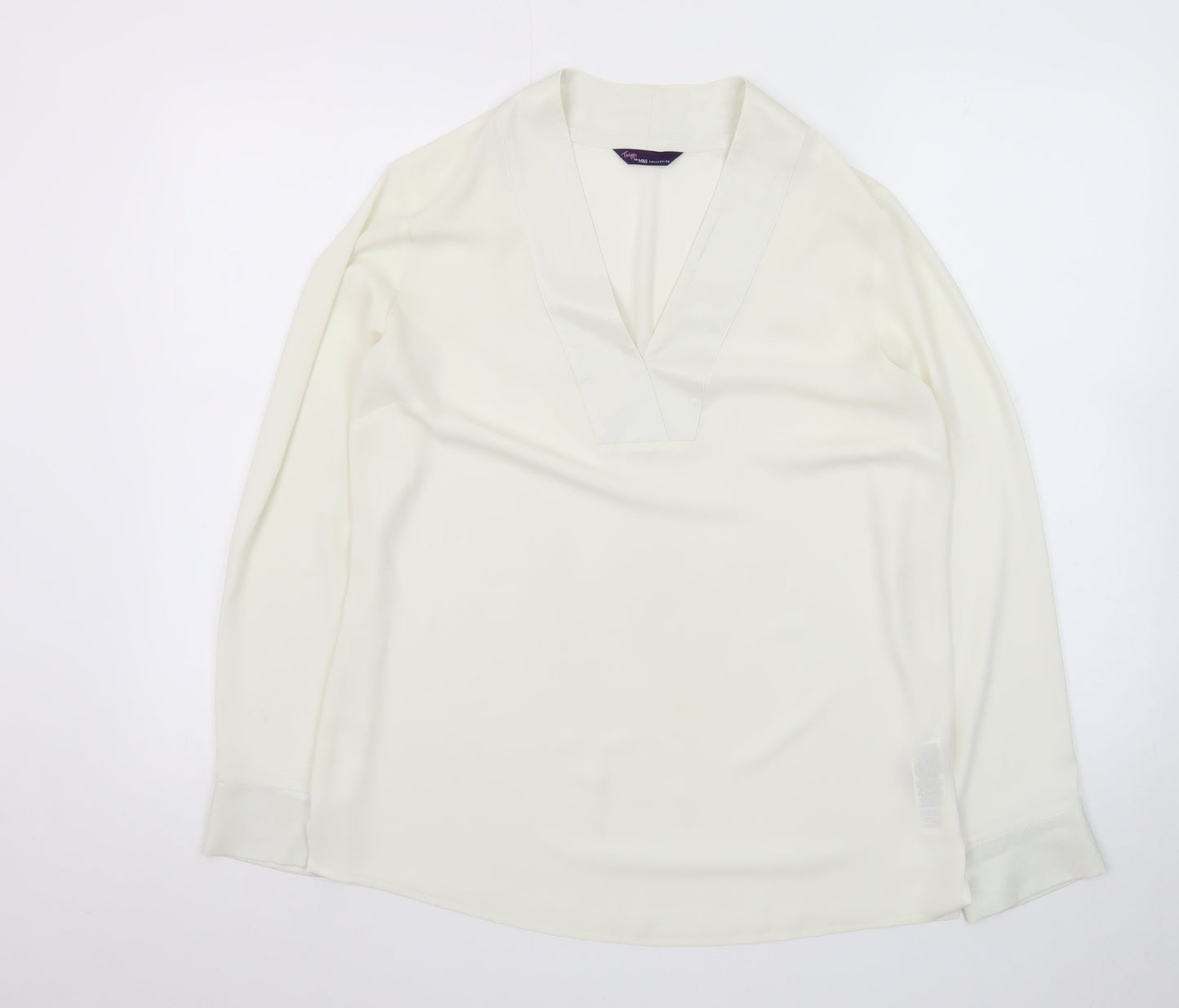 Marks and Spencer Women’s Ivory V-Neck Long Sleeve Blouse Size 10
