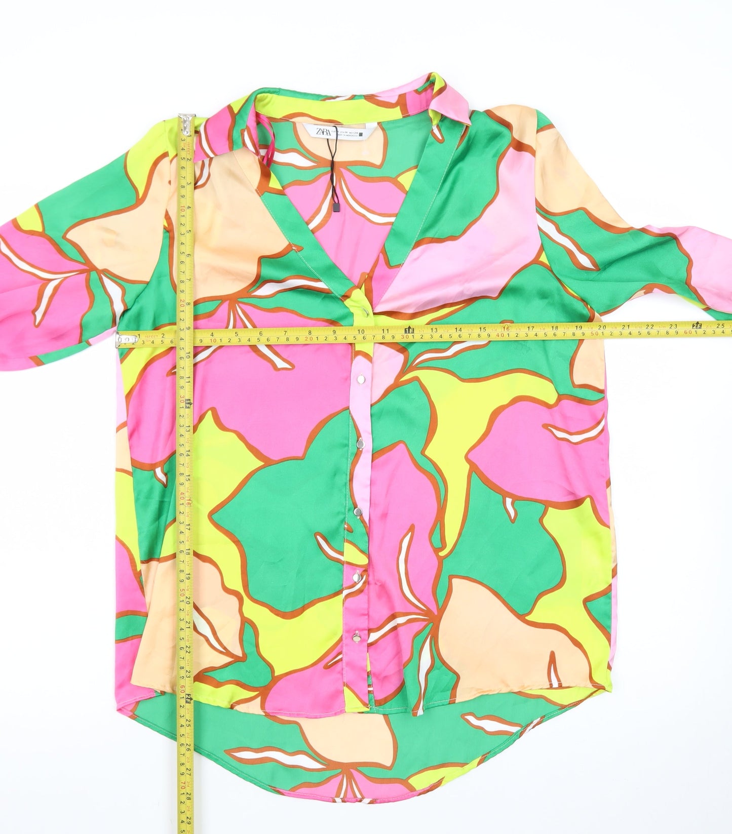 Zara Women's Multicoloured Floral Satin Blouse Size 12