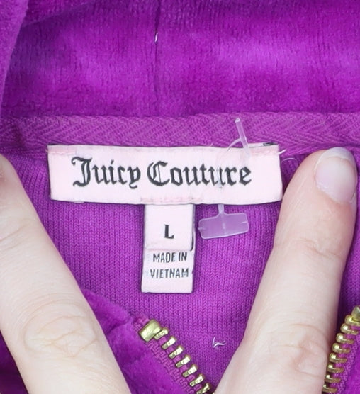 Juicy Couture Women's Purple Velour Full Zip Hoodie Size L