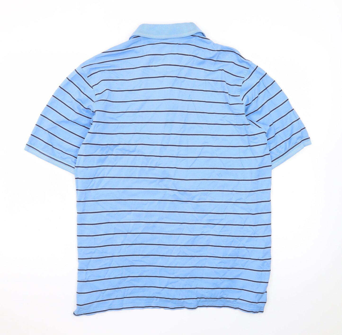 Marks and Spencer Blue Harbour Men's Blue Striped Polo Shirt Size M