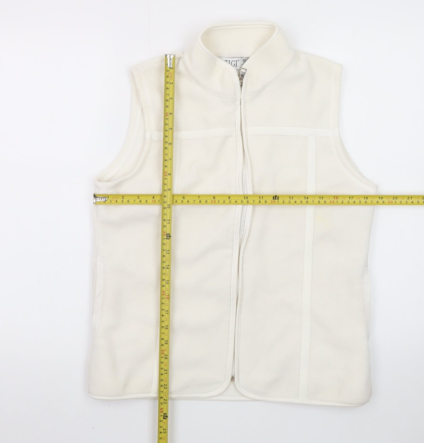 TIGI WEAR Women's Ivory Fleece Zip Waistcoat Size 10