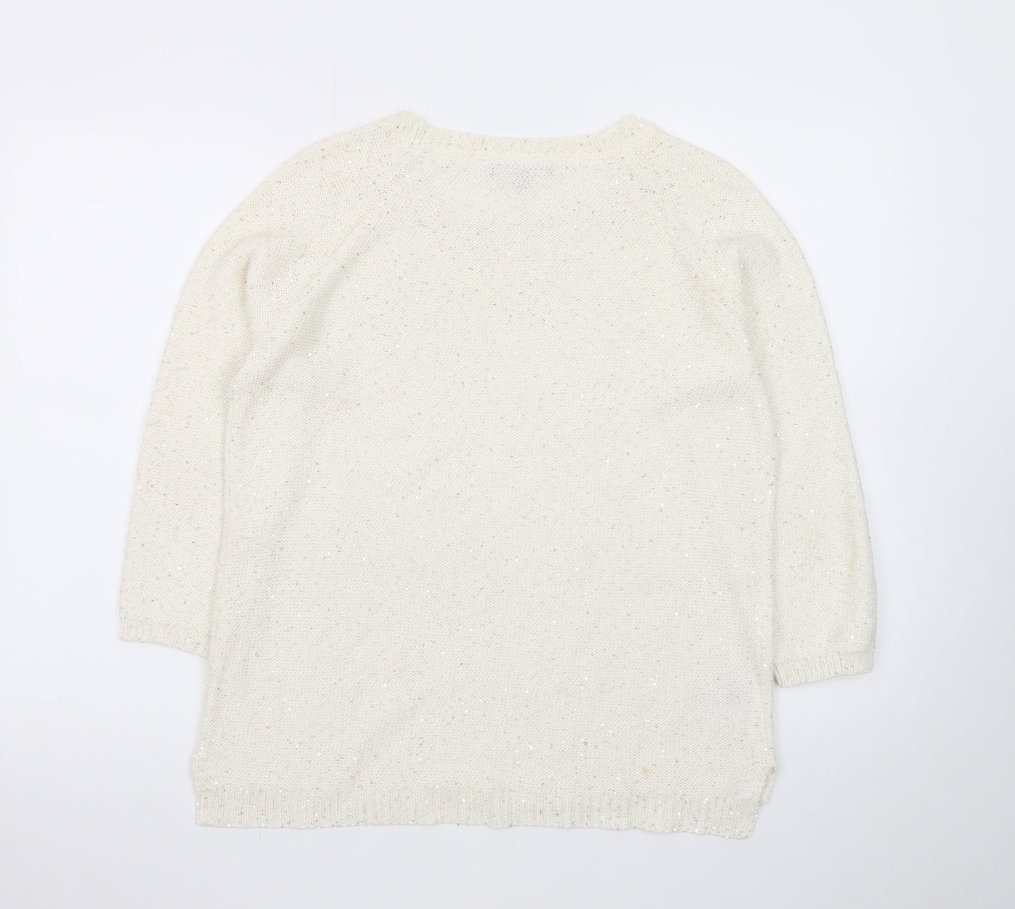 Laura Ashley Women’s Ivory Sequin Knit Jumper UK 14