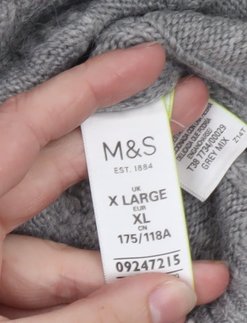 Marks and Spencer Womens Grey XL Roll Neck Fair Isle Jumper