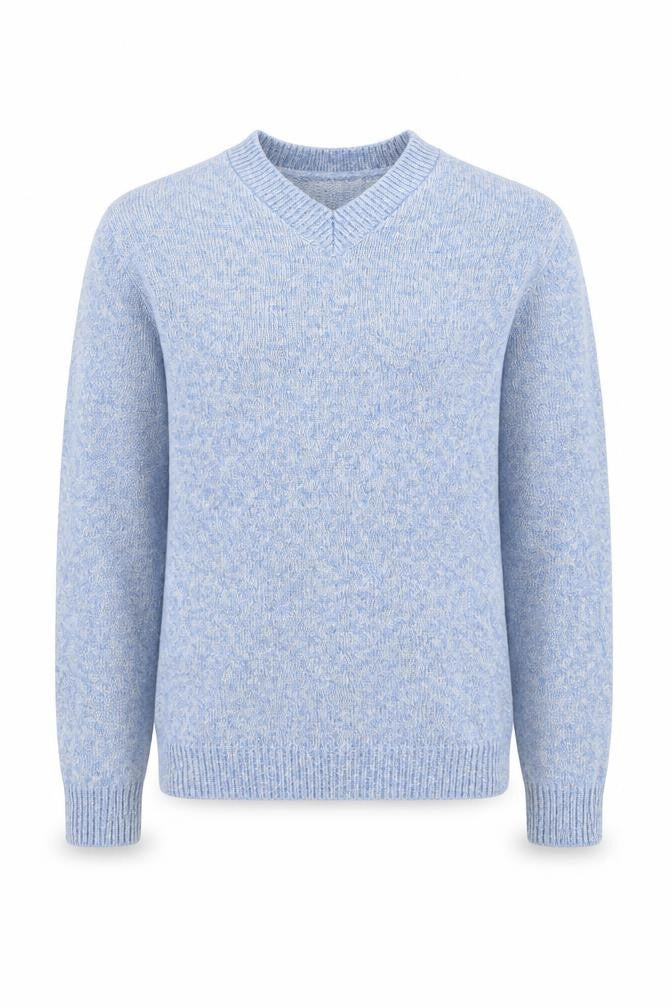 Pull & Bear Men’s Blue V-Neck Wool Blend Knit Jumper Size S