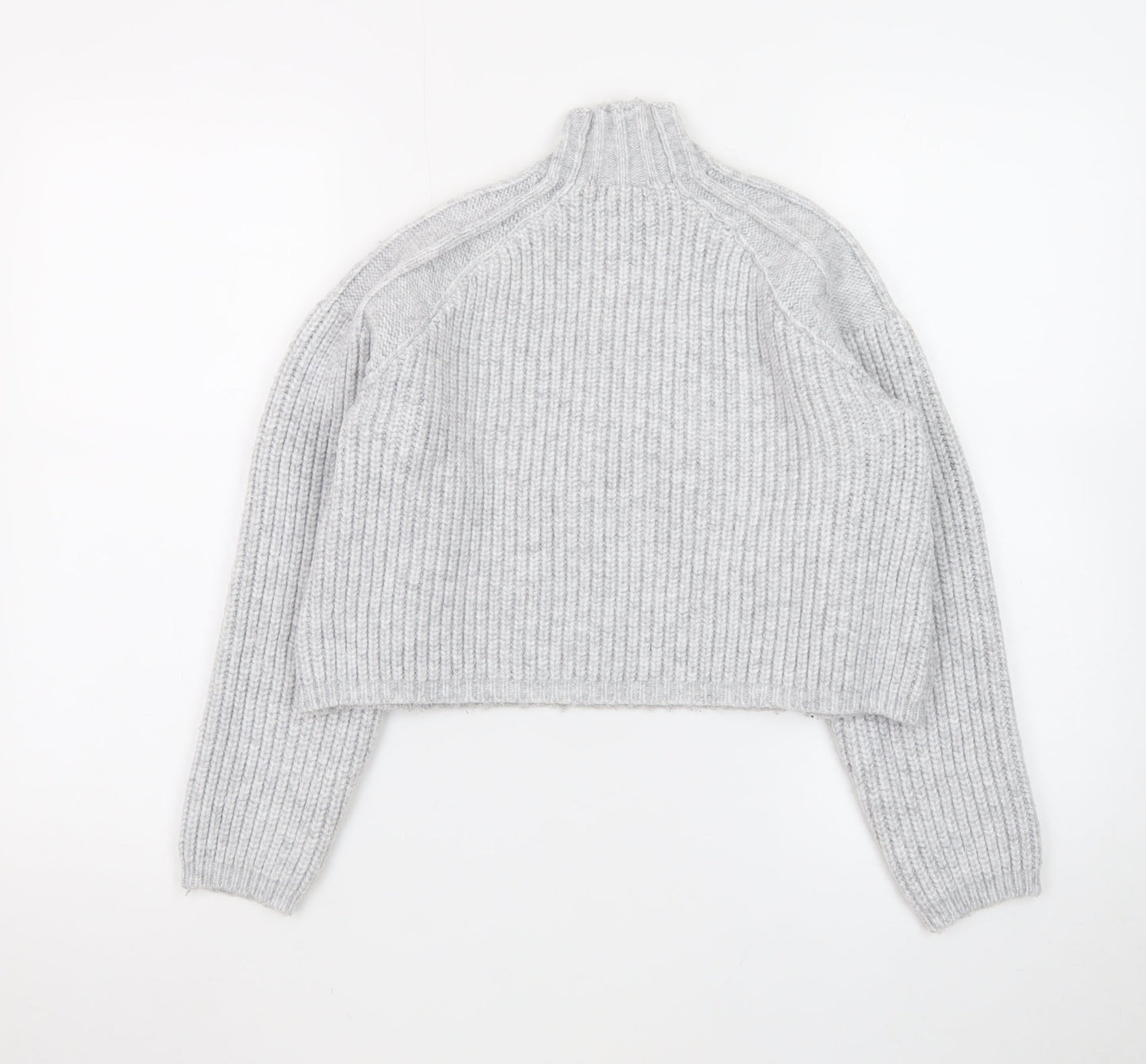 Fashion Union Women's Grey High Neck Chunky Knit Jumper Size 10