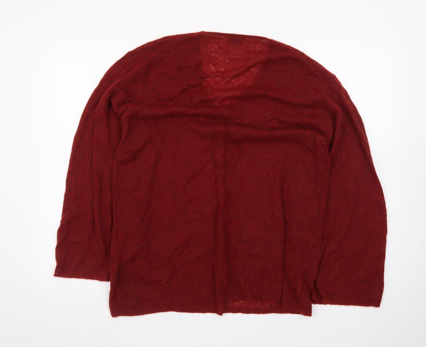 Jigsaw Women Red Wool Mohair V-Neck Long Sleeve Pullover Jumper Size L