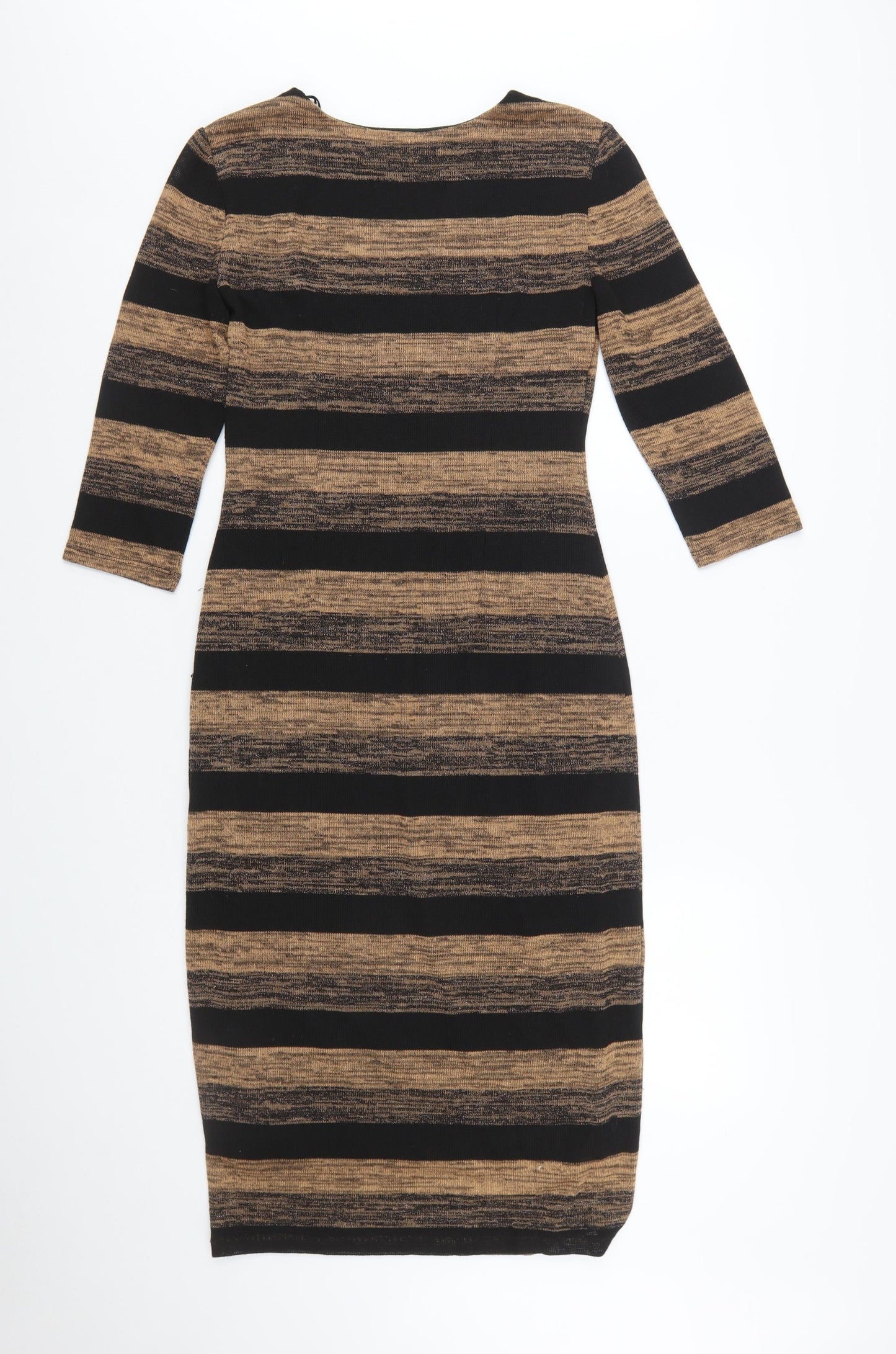 Marks and Spencer Women Brown Striped Bodycon Dress Size 12