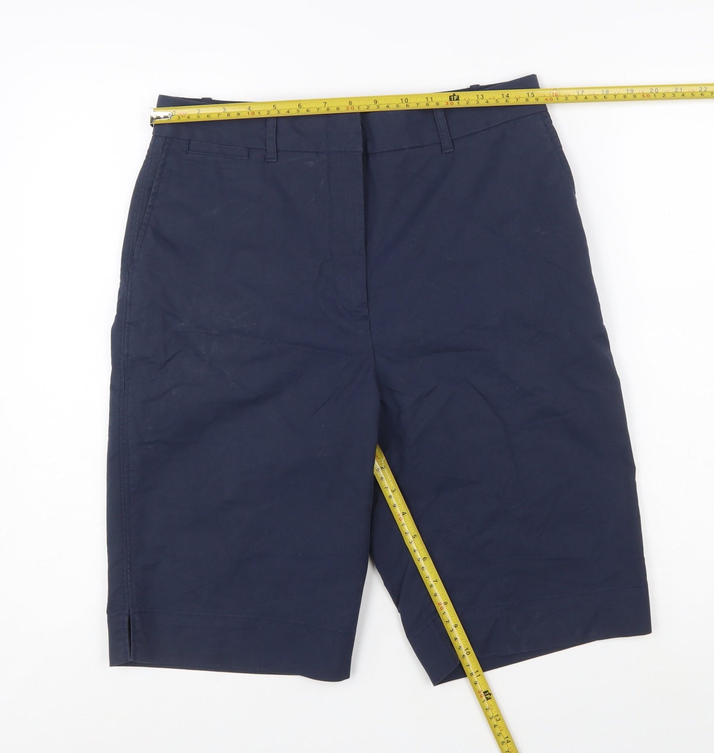 Marks and Spencer Women's Blue Bermuda Cotton Blend Shorts Size 12