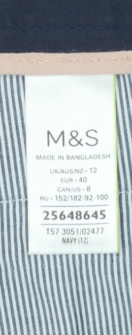 Marks and Spencer Women's Blue Bermuda Cotton Blend Shorts Size 12