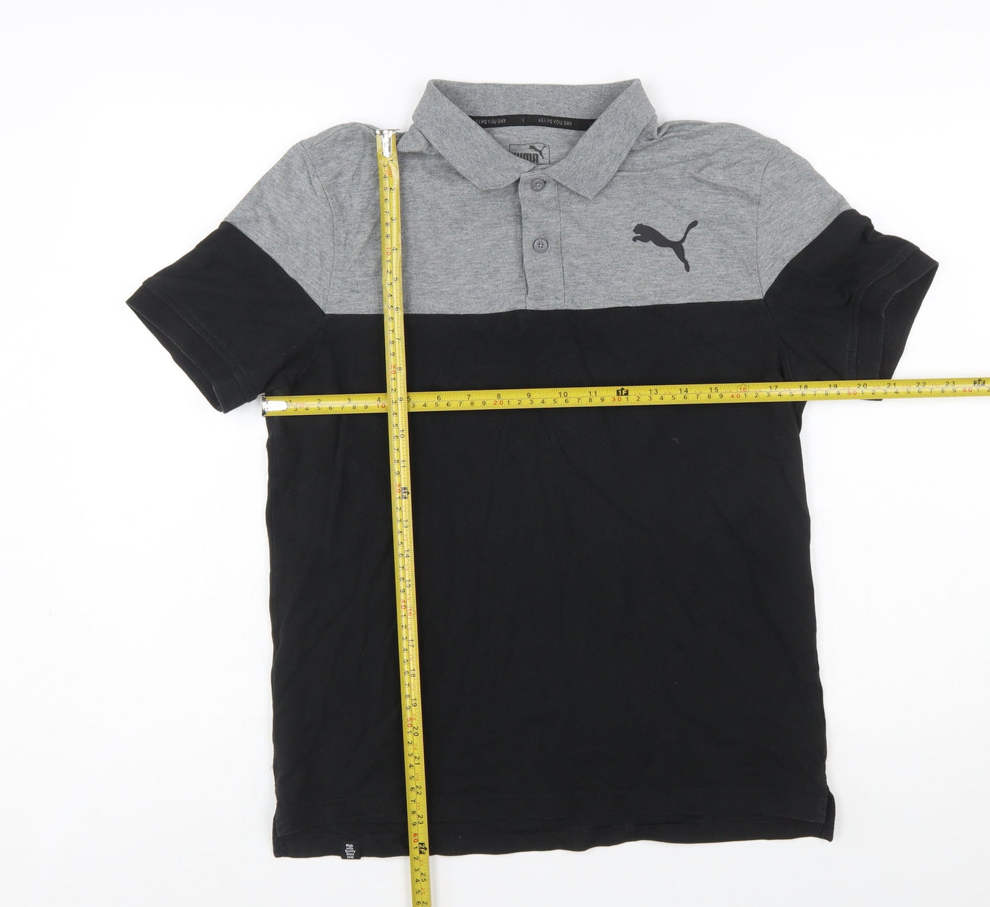 Puma Men's Black & Grey Colourblock Polo Shirt Size S