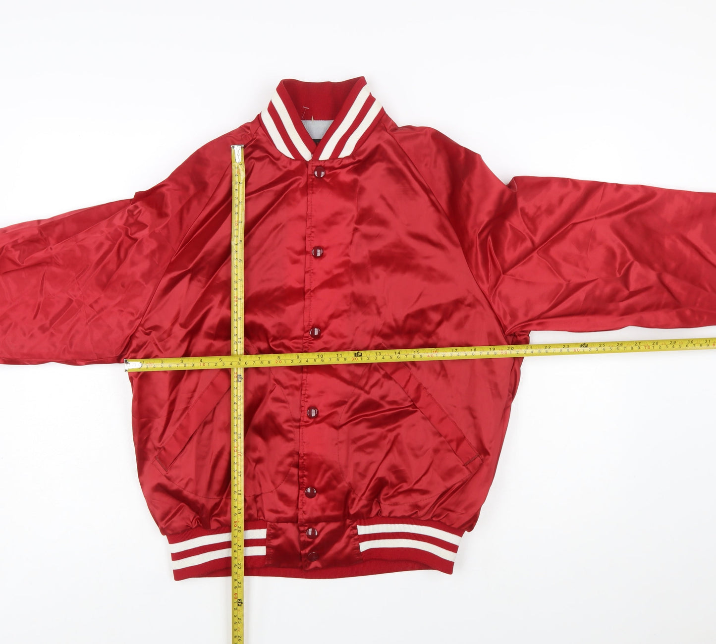 Dunbrooke Pla-Jac Men's Red Varsity Satin Jacket Size M 40in Retro Sports Style