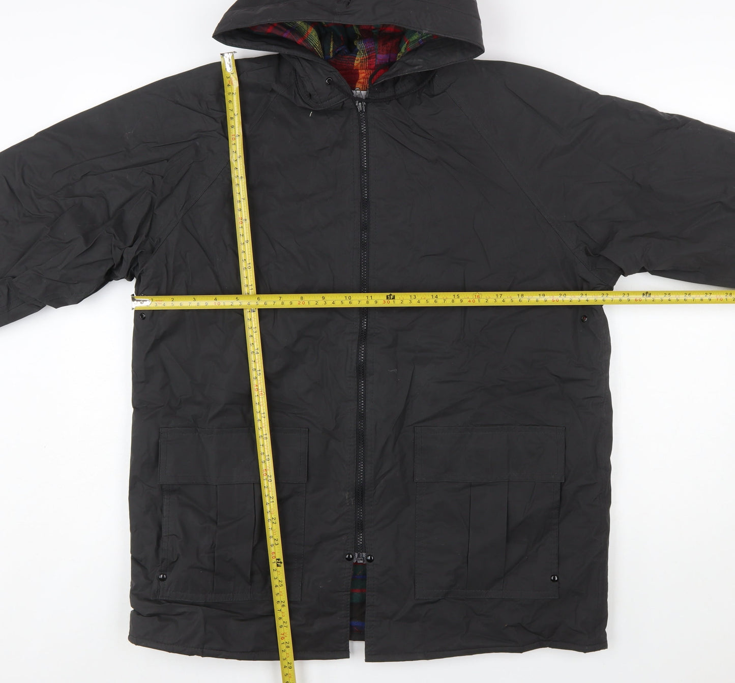 Misty Harbor Men’s Black PVC Hooded Rain Coat Jacket Size M Waterproof