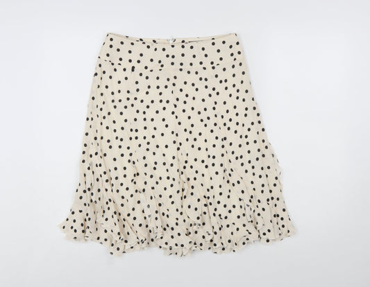 SET Womens Beige Polka Dot A-Line Ruffle Skirt Size 10