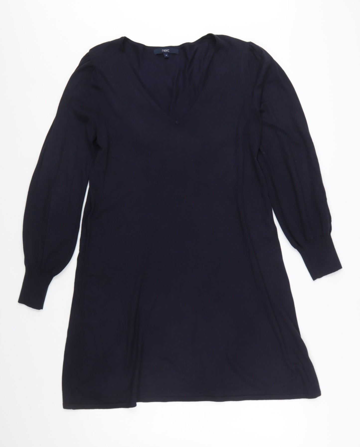 Next Women's Black Size 14 V-Neck Knit Shift Dress