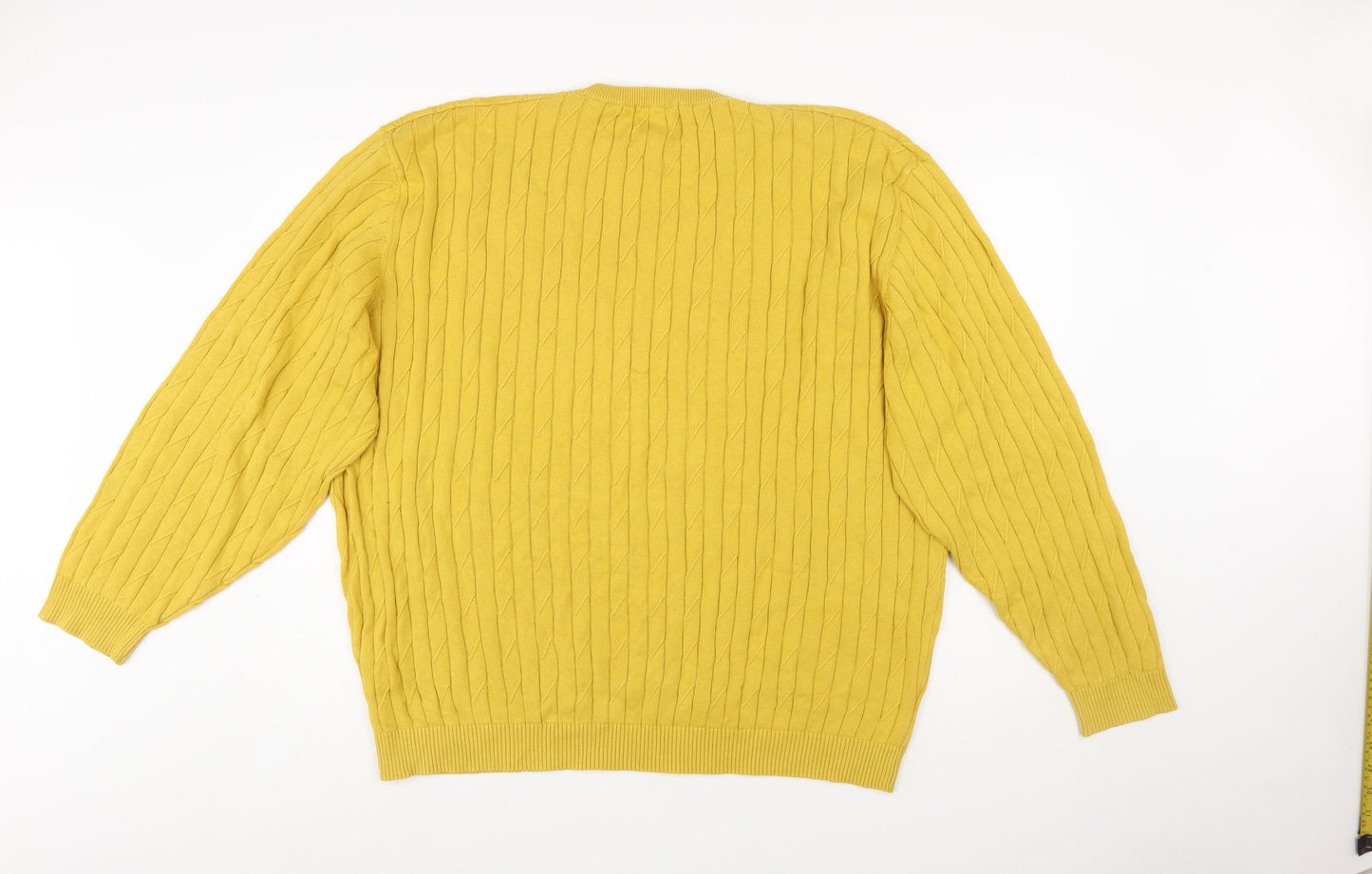 Peter Christian Men’s Yellow 4XL Cotton Cable Knit Jumper