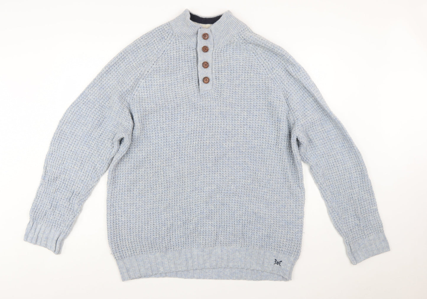 Crew Clothing Company Men's Blue 2XL Wool Henley Jumper