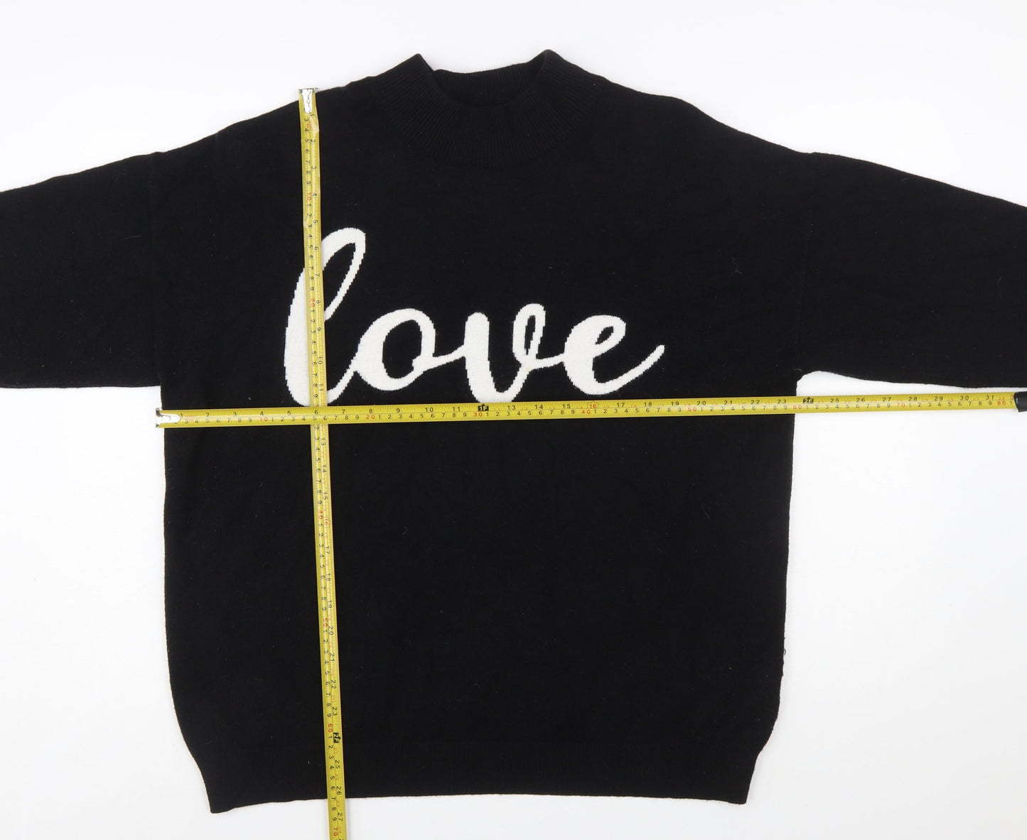 Wallis Women Black Love Pullover Jumper L Viscose Blend Knit