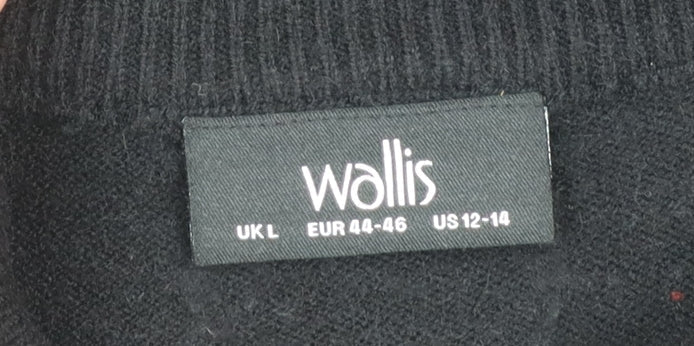 Wallis Women Black Love Pullover Jumper L Viscose Blend Knit