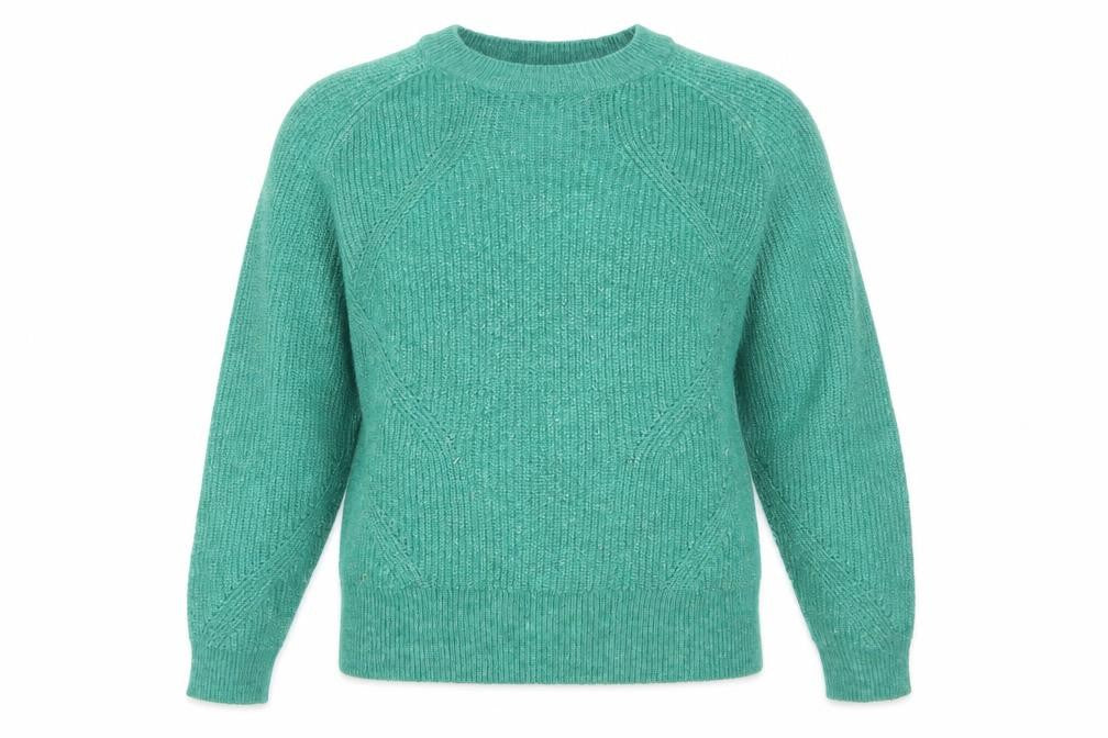 Marks and Spencer Women's Green Knit Crew Neck Jumper Size M