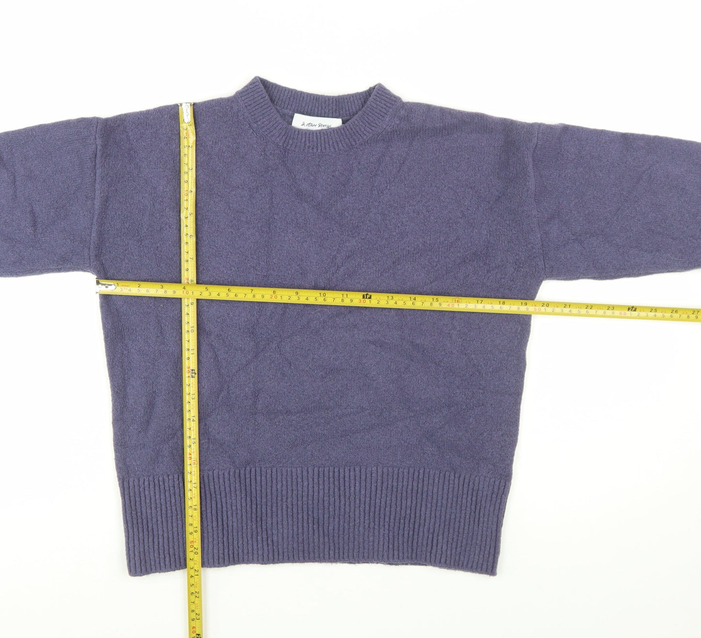 & Other Stories Women Purple XS Crew Neck Wool Blend Jumper