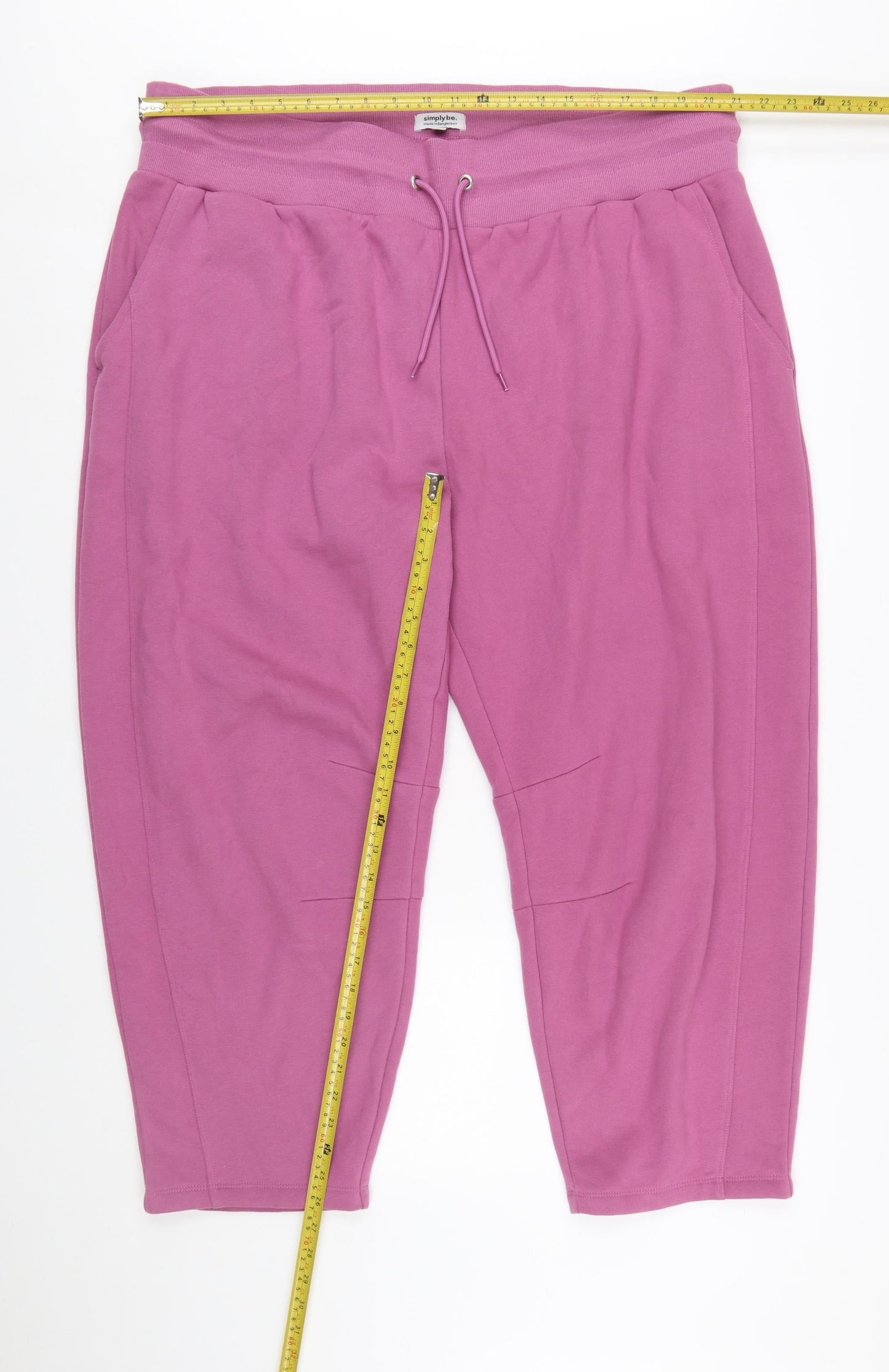 Simply Be Women’s Pink Cotton Jogger Trousers Size 24 Plus Fit