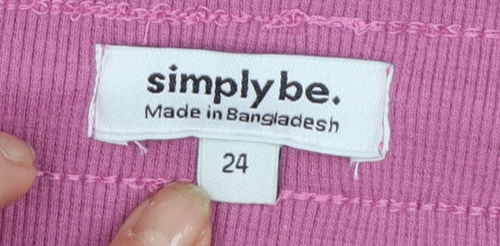 Simply Be Women’s Pink Cotton Jogger Trousers Size 24 Plus Fit