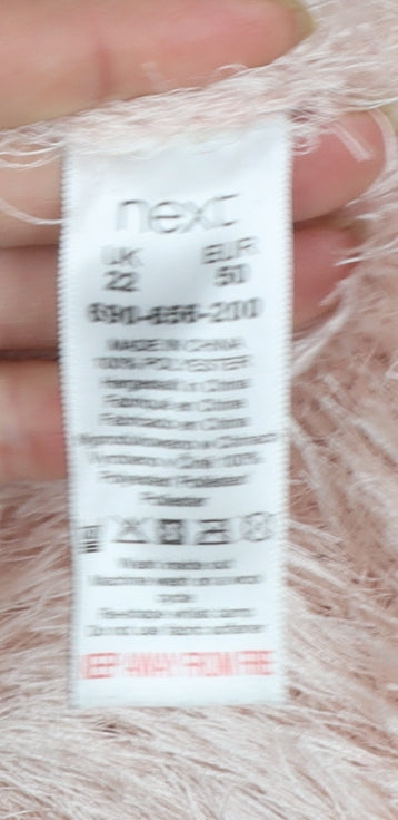 Next Women’s Pink Fluffy Cardigan Size 22 Winter Knit