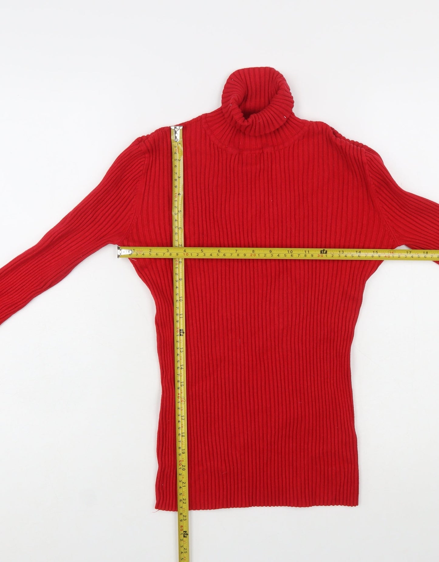 Roman Women Red Roll Neck Ribbed Long Sleeve Jumper Size 14