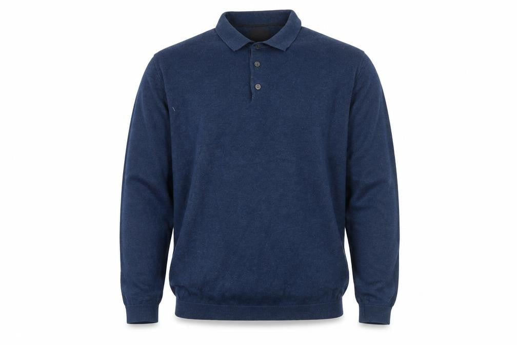 Next Men Blue Collared Henley Cotton Jumper L Long Sleeve Knit
