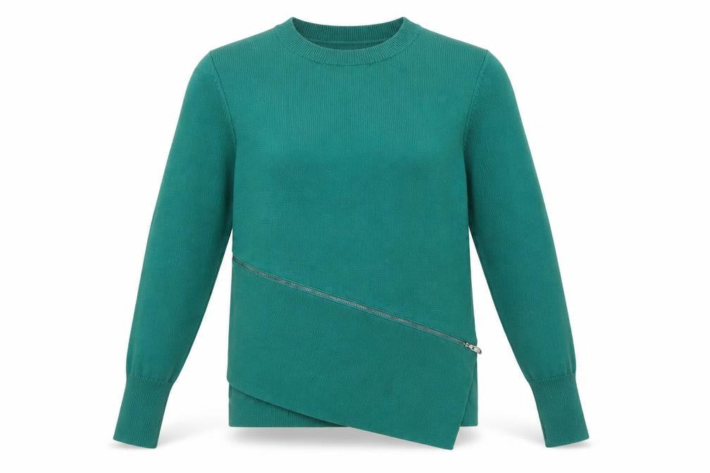 Damsel in a Dress Green Women's Size 10 Crew Neck Zip Pullover Jumper