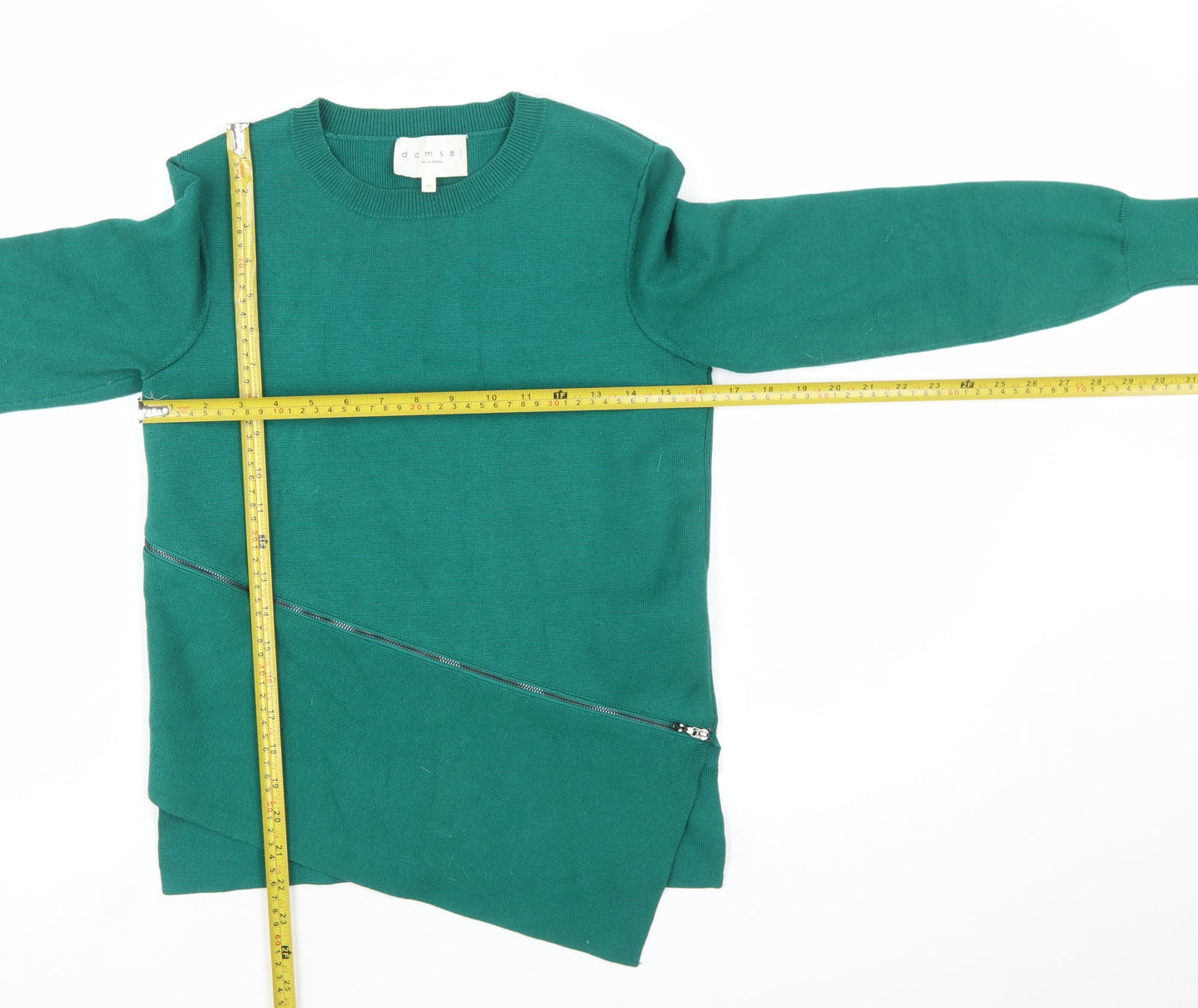 Damsel in a Dress Green Women's Size 10 Crew Neck Zip Pullover Jumper