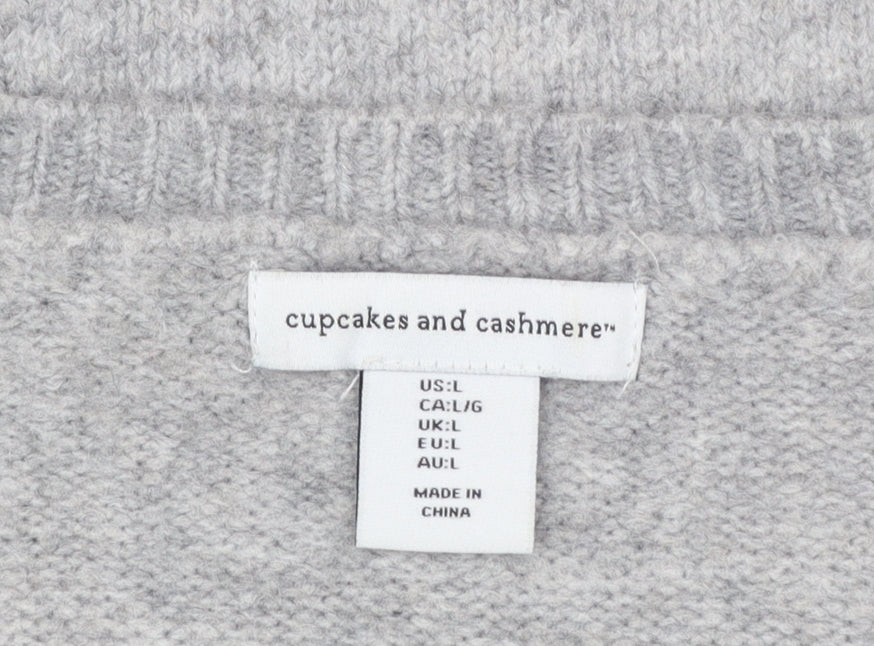 Cupcakes and Cashmere Women Grey L Pullover Dog Knit Jumper