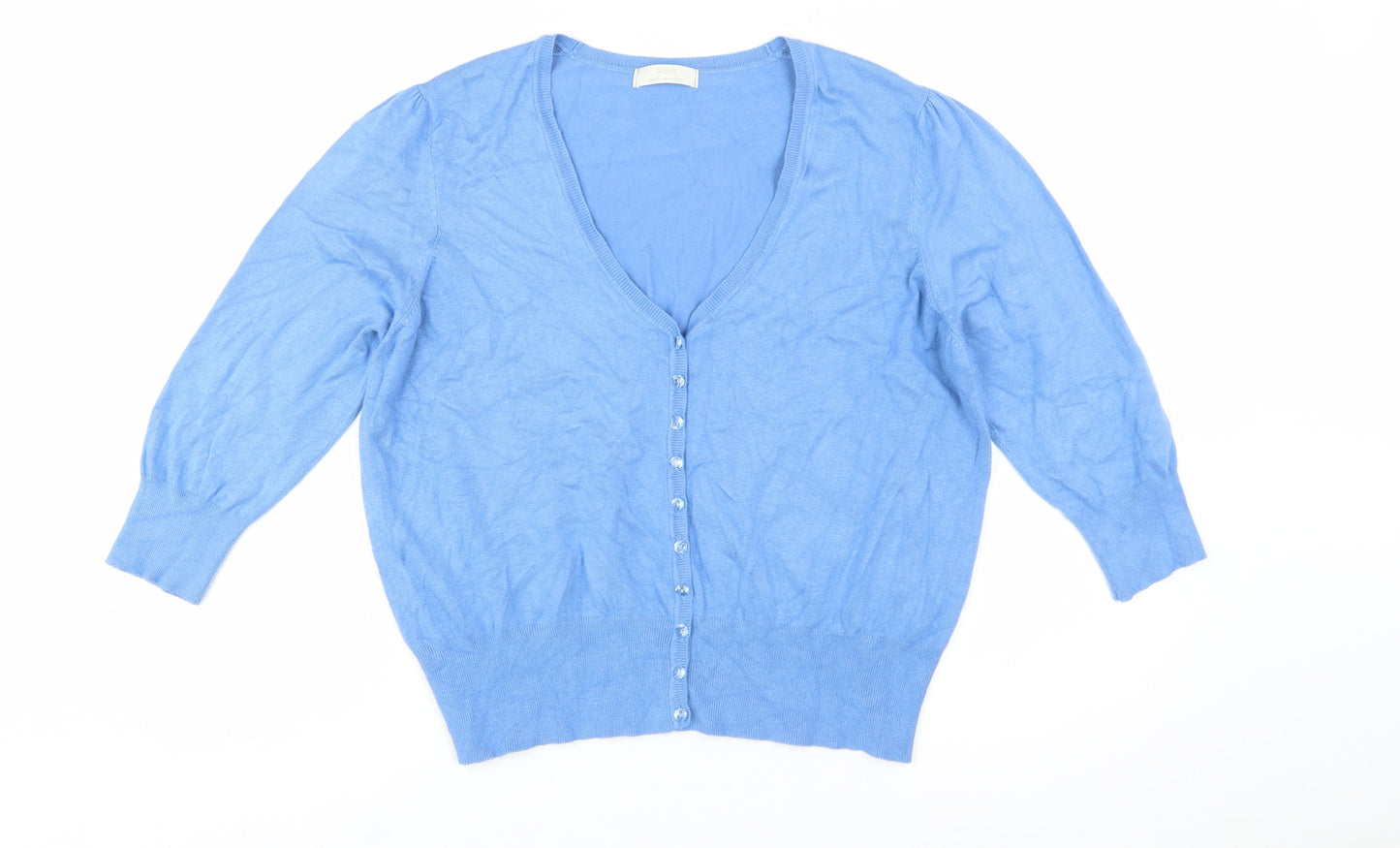 Marks and Spencer Women Blue Size 20 V-Neck Lightweight Cardigan