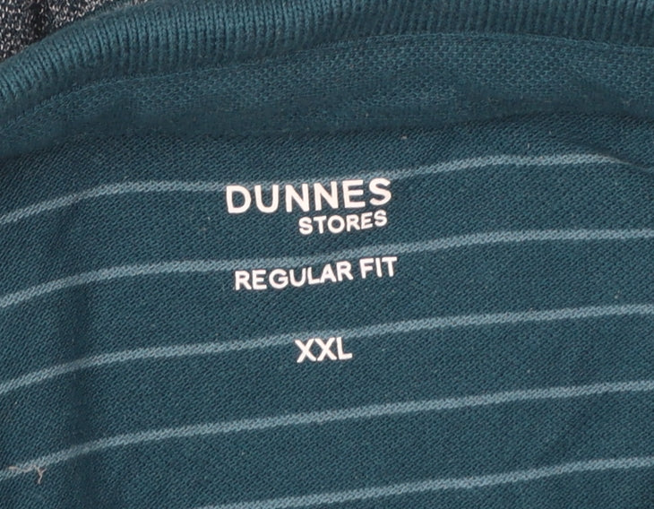 Dunnes Stores Men Blue Striped Polo Shirt Regular Fit XXL
