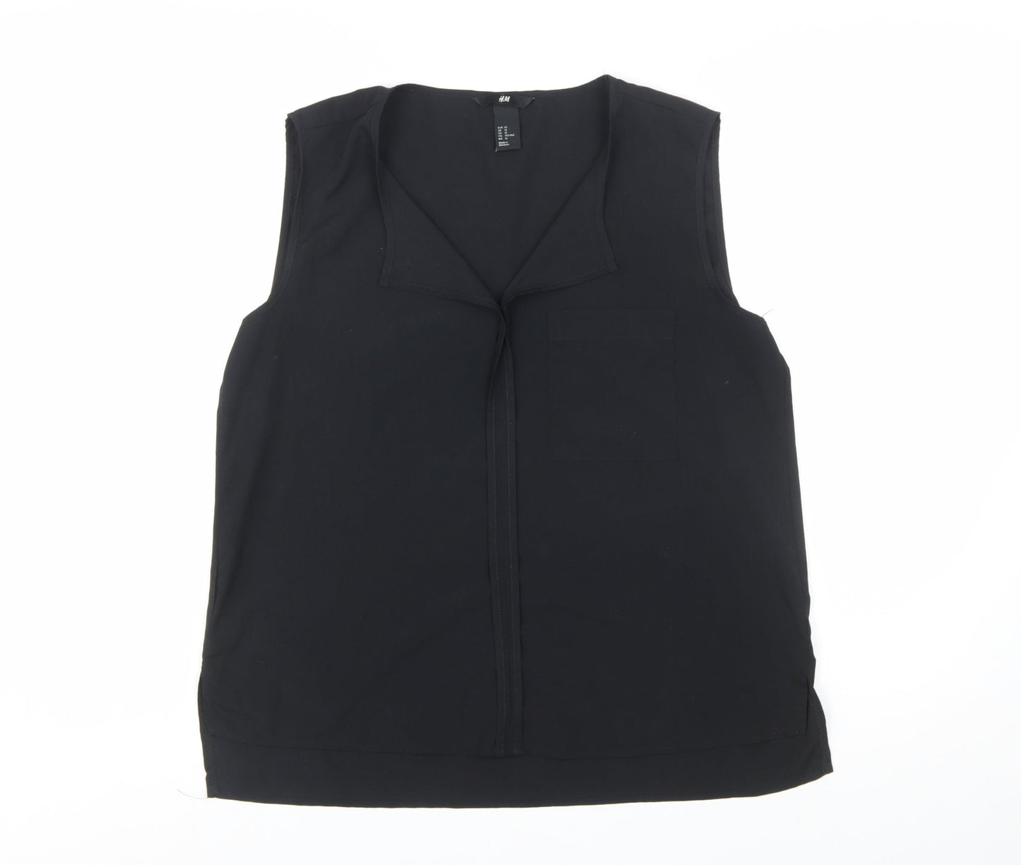 H&M Women's Black Sleeveless V-Neck Polyester Blouse Size 14
