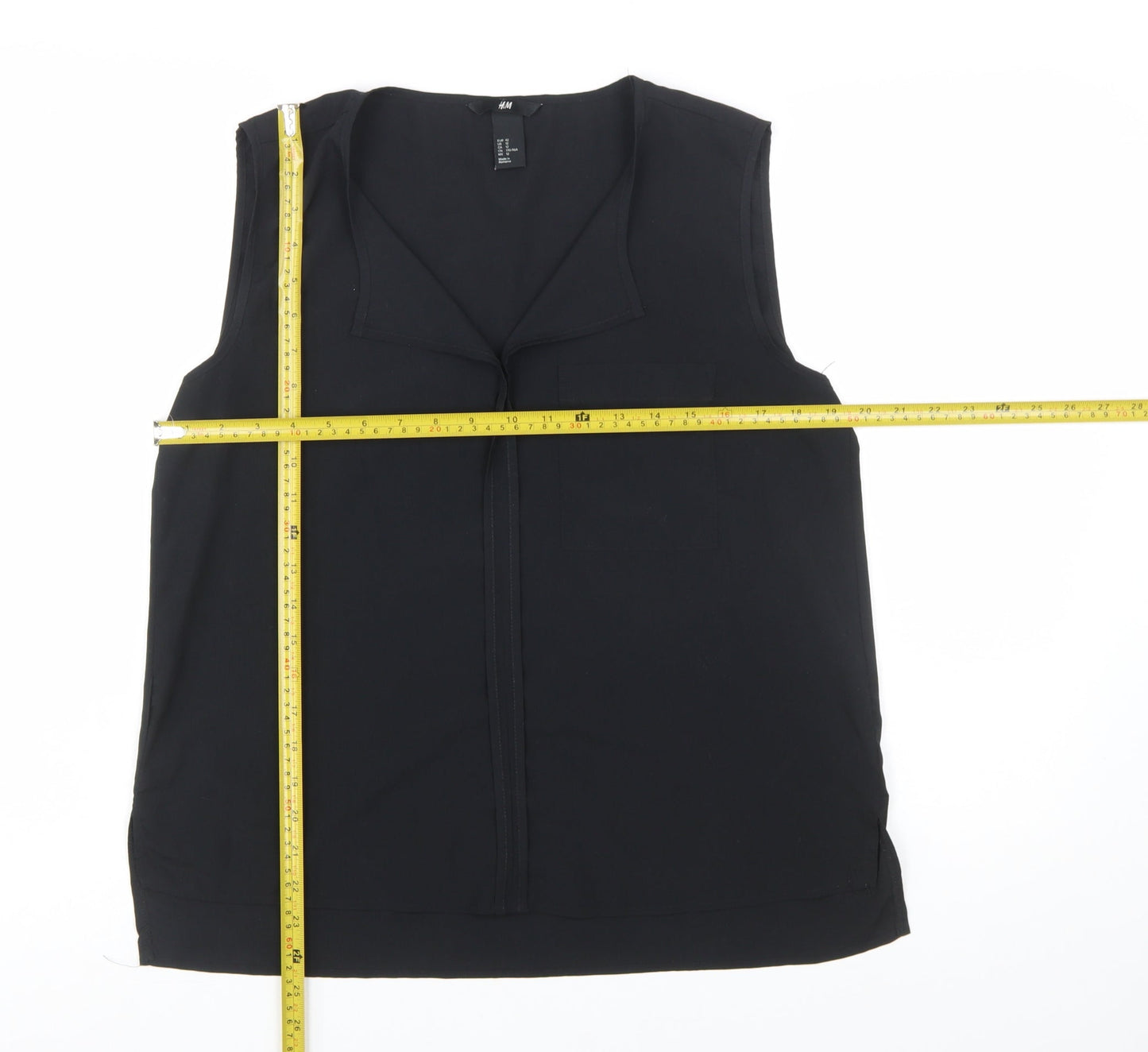 H&M Women's Black Sleeveless V-Neck Polyester Blouse Size 14