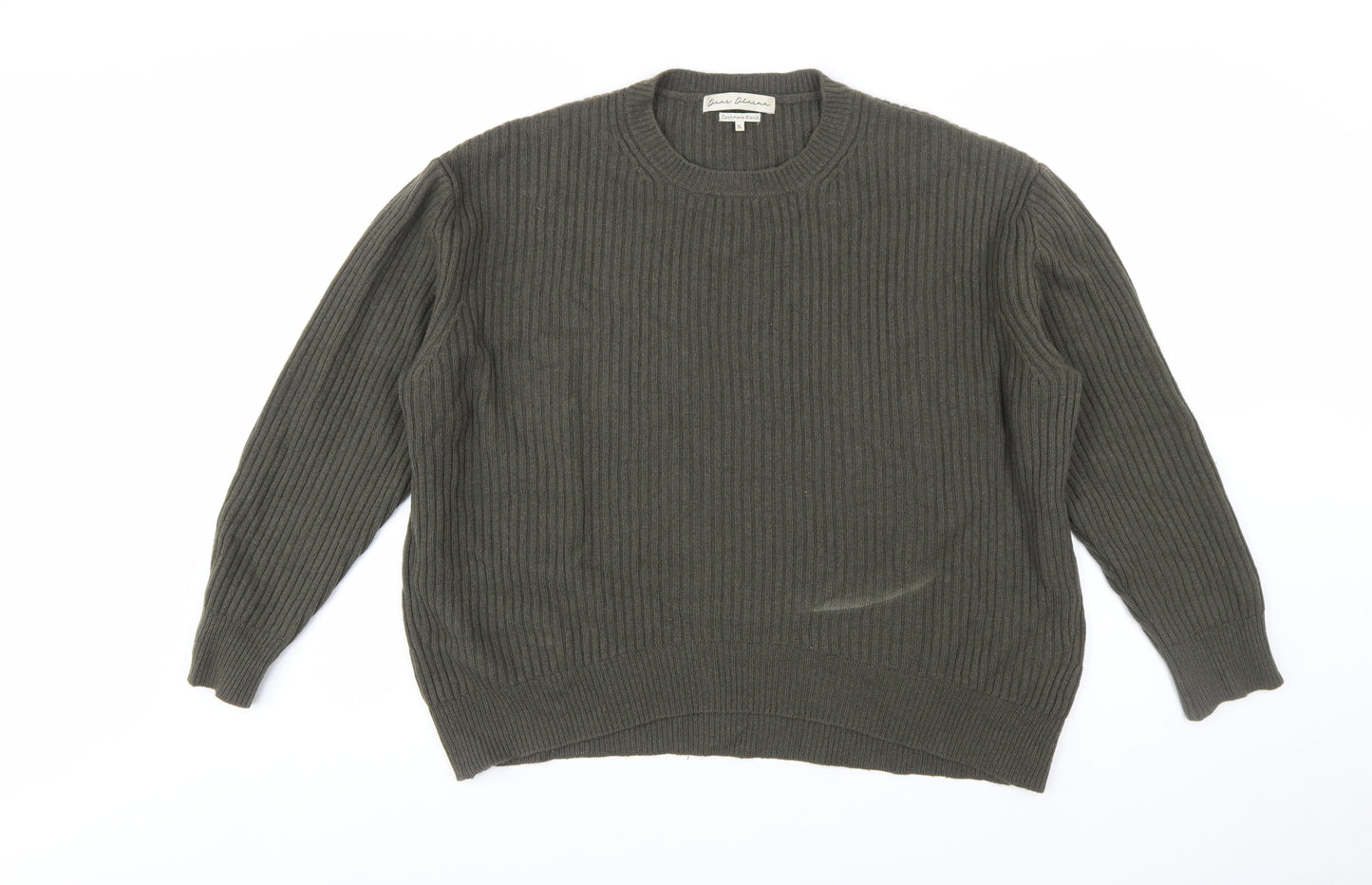 Dear Dharma Womens Green Cashmere Blend Ribbed Knit Jumper XL
