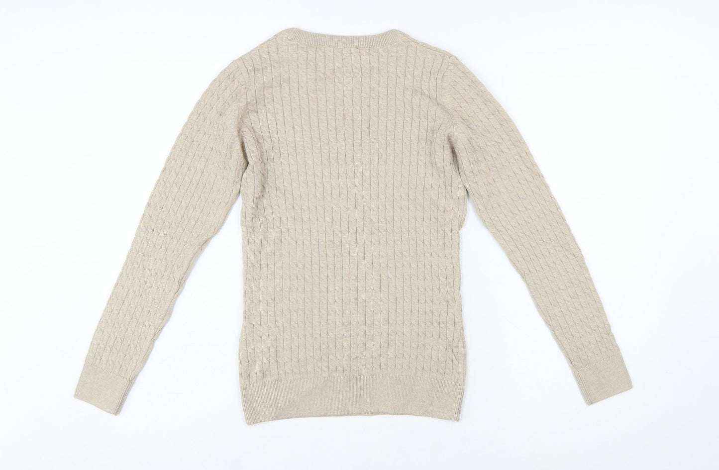 Ralph Lauren Women's Beige Cotton Cable Knit Jumper Size S
