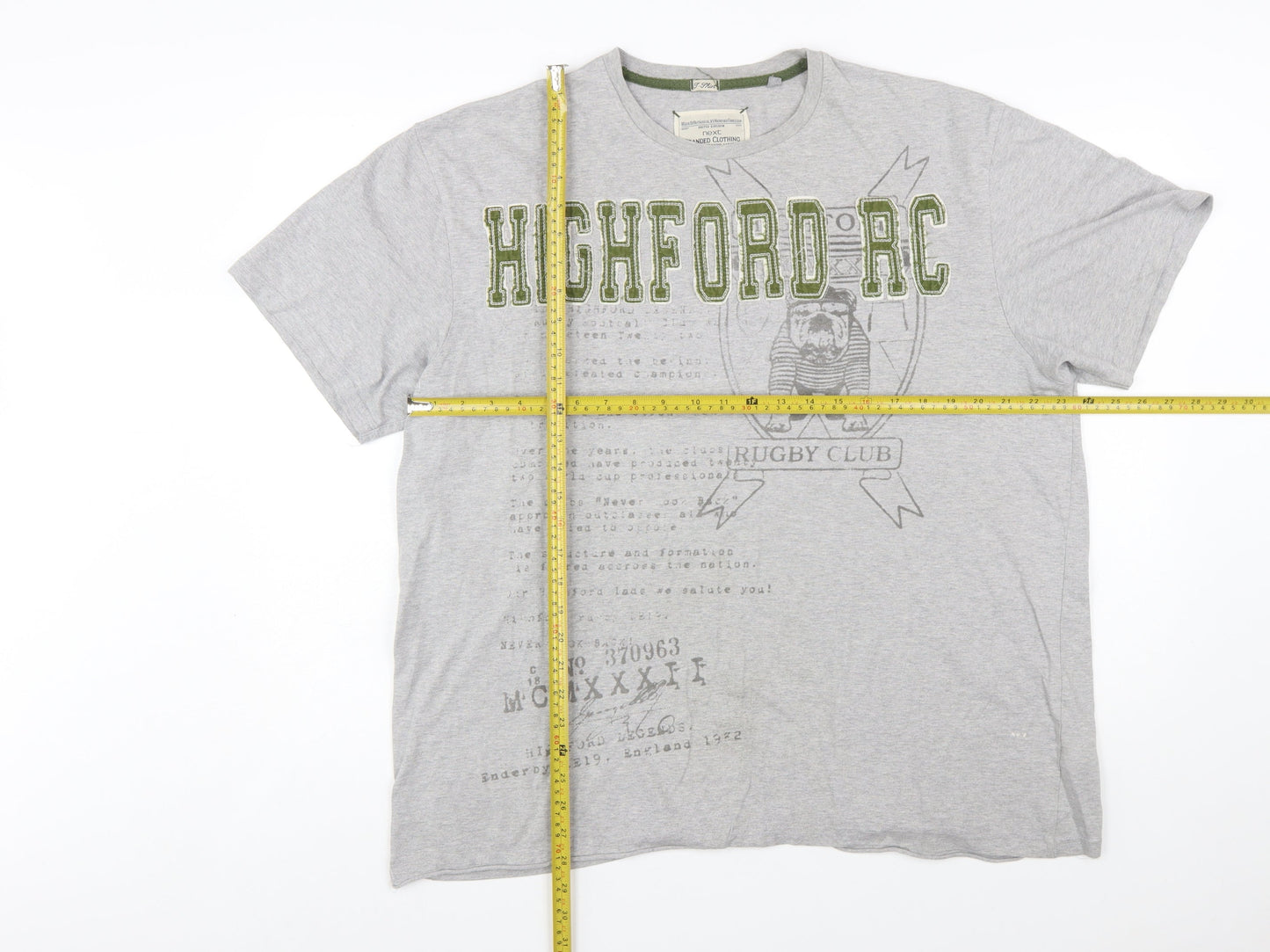 Next Men Grey 2XL Rugby Club Graphic T-Shirt Short Sleeve
