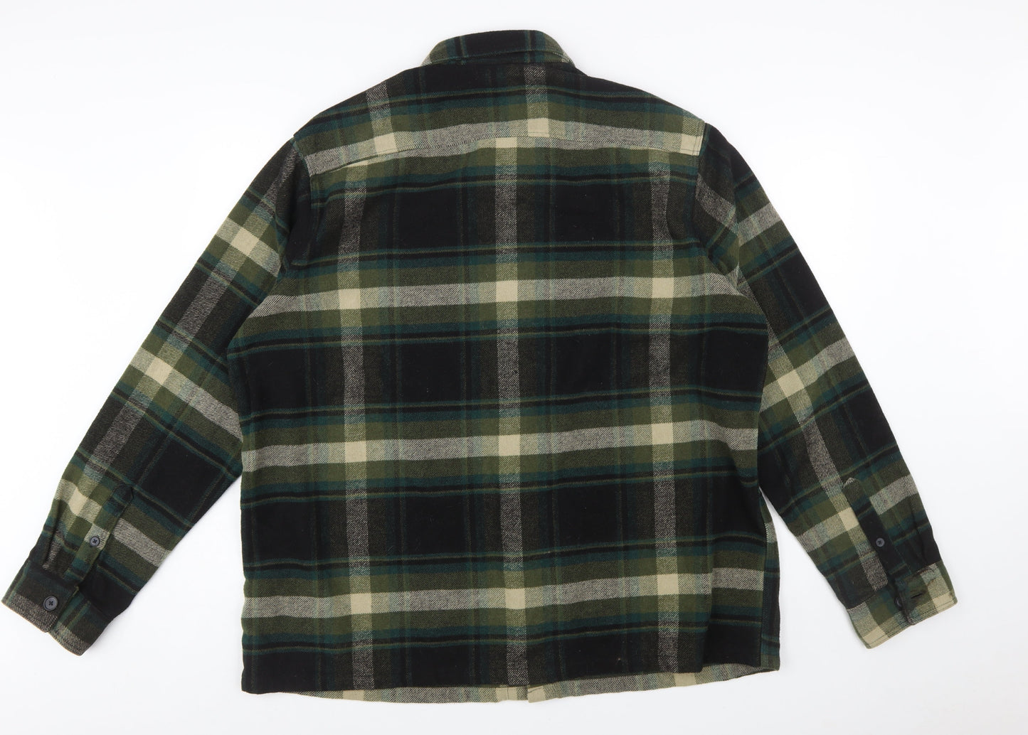 Next Men's Green Plaid Flannel Button-Up Shirt 2XL Regular Fit