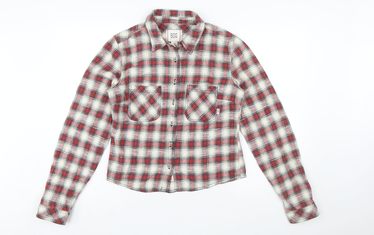 BDG Women's Red Checked Flannel Button-Up Shirt Size L