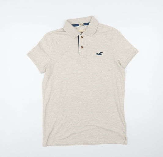 Hollister Men's Beige Slim Fit Stretch Polo Shirt Size S