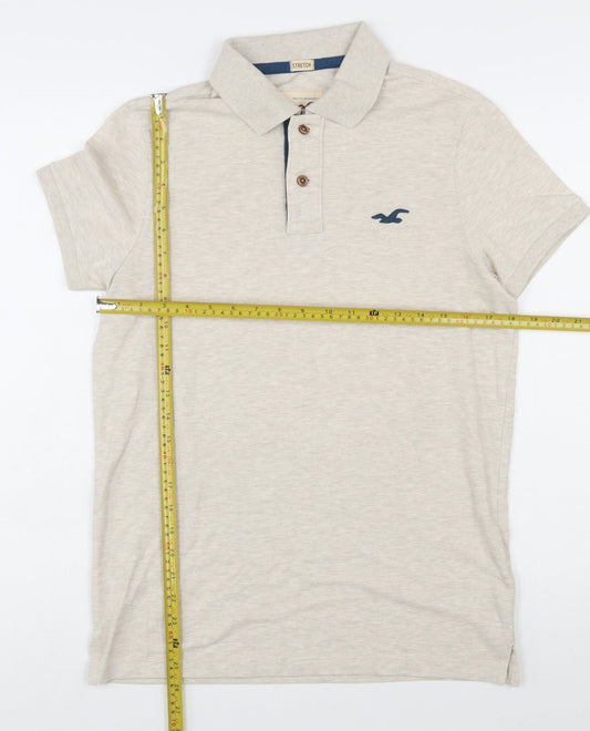 Hollister Men's Beige Slim Fit Stretch Polo Shirt Size S