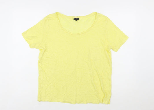Jaeger Womens Yellow Cotton Short Sleeve Basic T-Shirt M